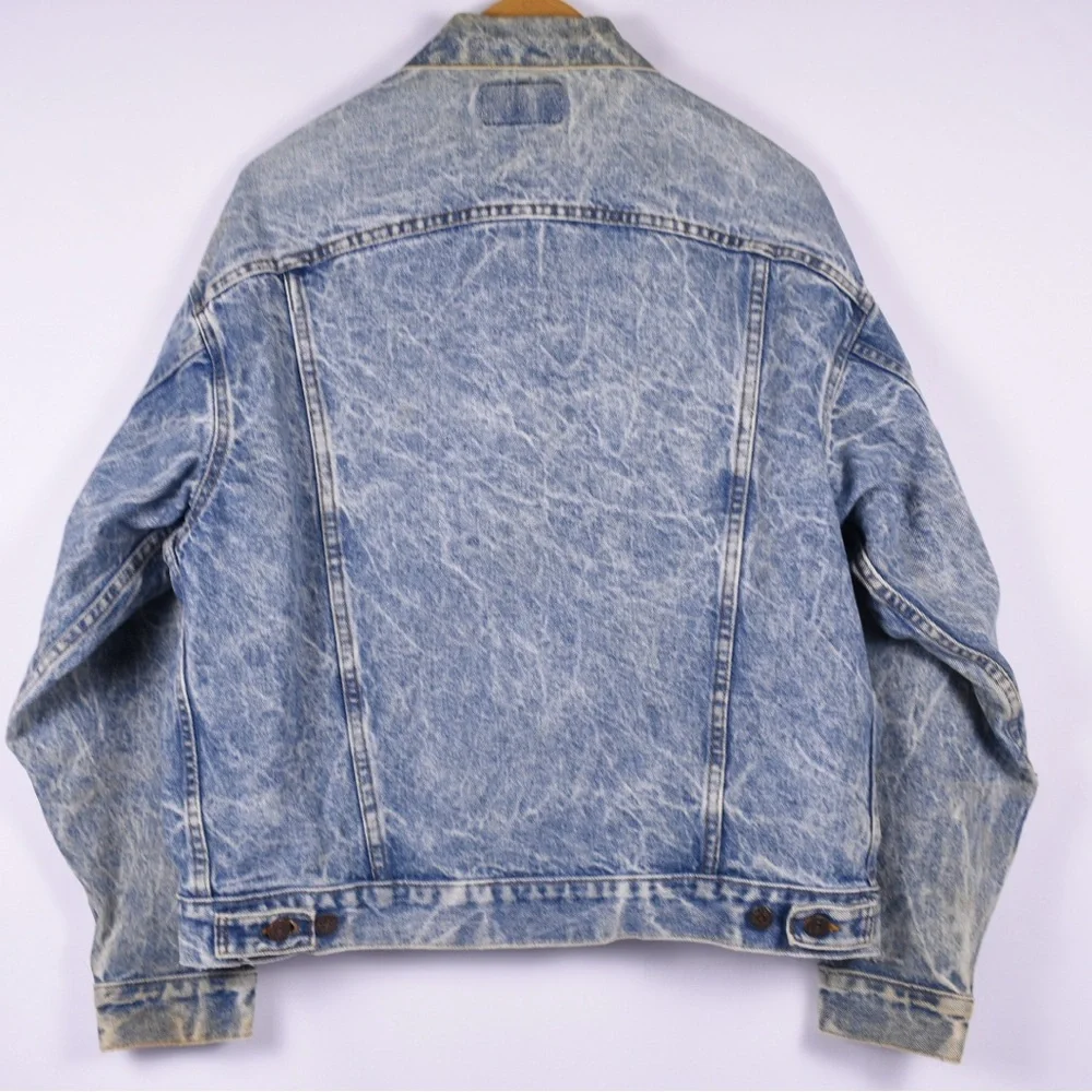 Vintage Levi’s Acid Wash Denim Trucker Jacket Made in USA L - Picture 2 of 14